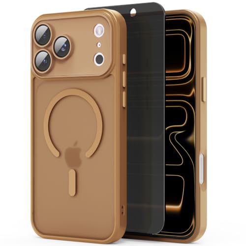 ZZYYQSL for iPhone 18 Pro Case with Privacy Screen Protector,Brown