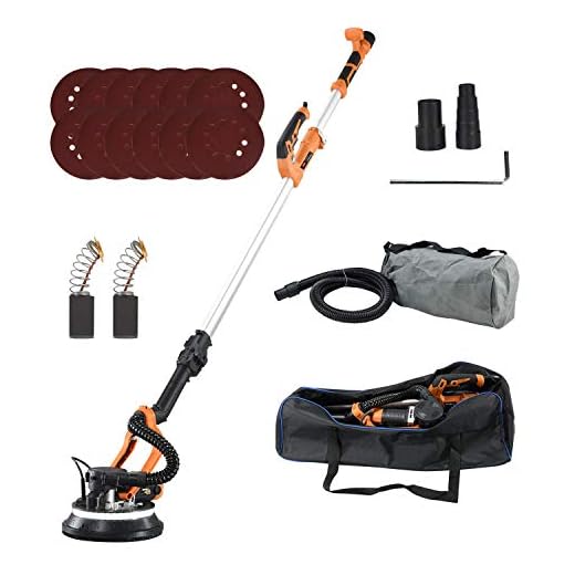 Electric Drywall Sander Machine - DIY Power Tools ​with​ Dust Collector Bag and ​Vacuum Attachment (Pole Sander)