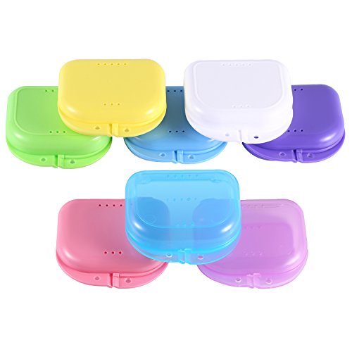 8 Pieces Teeth Retainer Case With Vent Holes Denture Retainer Case Orthodontic Mouth Guard Container Denture Storage Case #TOP4