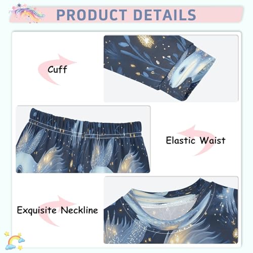 Pajama Sets Long Sleeve Glowing Axolotls in Night Soft Comfy Sleepwear 2 Piece PJS 3-8T4