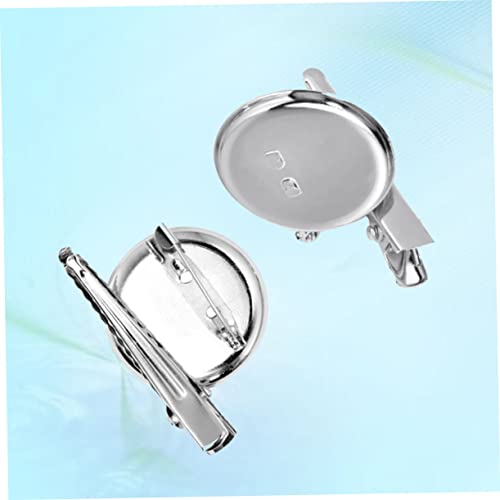 Bandeja de broches redonda con alfiler trasero resistente en tono plata 3