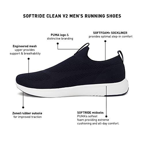 Image of PUMA | SOFTRIDE Clean V2 Men's All-Day Comfort Shoes Peacoat-White