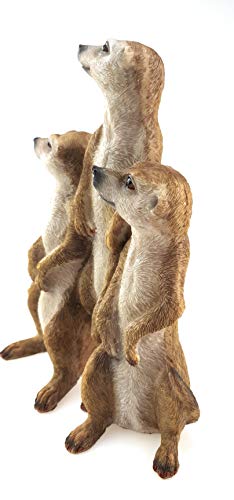 Bambelaa! 3er Set Erdmännchen Familie Figur Garten Deko Gartenfigur Groß Für Außen Zum Stellen (ca.15,5 x 7,5 x 20,5 cm)