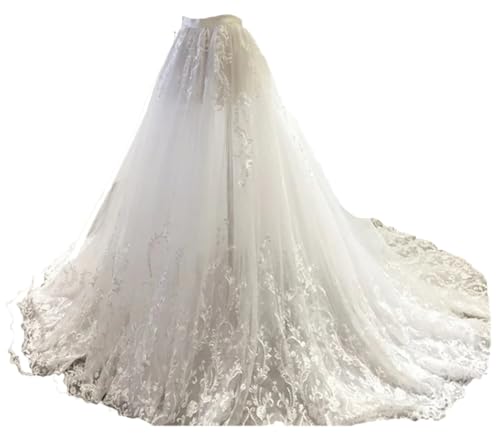 5 Layers Gorgeous Wedding Dress Detachable Train White Overskirt Bridal Tulle Overlay Skirt