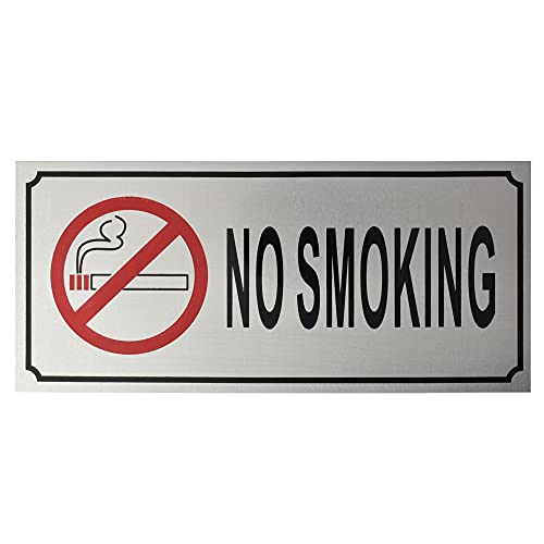 Image of Buzz Cool Metal No Smoking Stickers | No Smoking Sign Board Signage Sticker | Metallic Stainless Steel No Smoking Stickers for Wall, Doors Offices Malls etc.