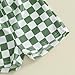 Toddler Boy Two Piece Swimsuit Checkered Short Sleeve top Trunk Rashguard Swimwear Boy Sun Protection Beach Clothing (Green, 18-24 Months)