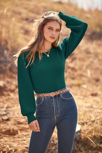 Image of MASCOMODA Womens Puff Long Sleeve Ribbed Sweater Bodysuits