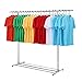 LXLTL Airer-wieszak na ubrania, teleskopowy regulowany drążek wiszący ze stali nierdzewnej wieszak na ubrania z półką i kółkami, A, 150 ~ 240 cm