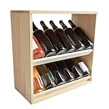 Box and beyond - Range-Bouteilles - 53 x 25 x 53 cm - Bois - 2-3 Etagères - pour 18 Bouteilles - Modulable - Empilable - Porte-Bouteilles - Rangement, Stockage - Garage, Cave, Cuisine - Style Naturel