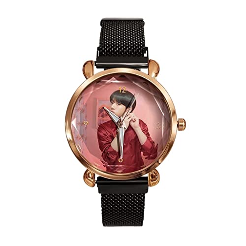 YXW BTS BTS Montres, K-Pop Jimin v Suga Jung Kook Kook Kack Ultra Mince Quartz Quartz Quartz Watch - ARMÉE Cadeau (Color : A)