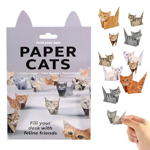 DIY Paper Cats 50 Sheets DIY Origami Paper to Fold Cute Cat Figures Desk Decoration Cute Animals Shaped 3D Origami Kit Fun Craft Activity for Cat Lovers