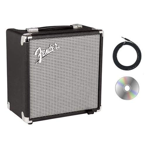 Fender Rumble 15 Bass Guitar Combo Amplifier Bundle with Instrument Cable and Austin Bazaar Instructional DVD