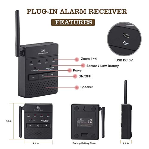 Emacros Solar Driveway Alarm Sytem Wireless 1/2 Mile Long Range Outdoor Weather Resistant Motion Sensor & Detector- Driveway Alarms Wireless Outside Monitor & Protect Outside Property #TOP4