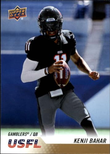 2023 Upper Deck USFL Gold Football #20 Kenji Bahar Houston Gamblers Officially Licensed Trading Card from Box Set (Stock Photo Shown, Card from Box Set in Near Mint to Mint Condition)