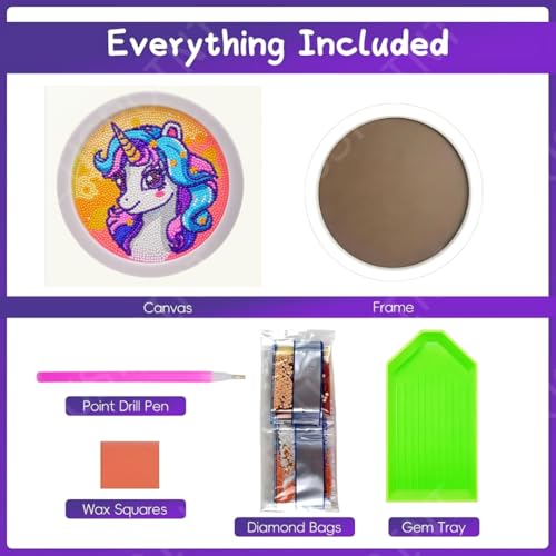 Image of PLUSPOINT 5D Diamond Gem Kits for Kids with Frame Pack of 3 Diamond Arts and Crafts for Kids Ages 6 8 10 12 Gem Art Painting Kit Unicorn Crafts Unicorn Diamond Painting Kits for Girls