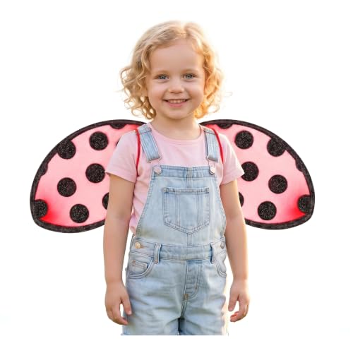 TOYANDONA Ladybug Wings for Girls - Foldable Mesh Ladybug Costume Wings for Kids Dress Up Accessories Halloween Costume Cosplay Party Performance