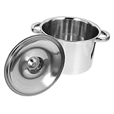 EPIGEIST Olla de Sopa de Acero Inoxidable con Tapa Olla de Cocción Gruesa y Multifuncional para Cocinar Arroz y Aceite Cacerola Resistente con Fondo Grueso para Uso Doméstico