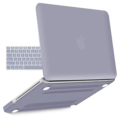 IBENZER Compatible with MacBook Pro 13 Inch case A1278 Release 2012-2008, Plastic Hard Shell Case with Keyboard Cover for Apple Old Version Mac Pro 13 with CD-ROM, Lavender Grey, P13LVGY+1