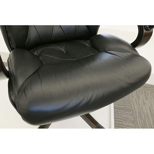Nbf Signature Series Kingston Standard Faux Leather Executive Chair Black Faux Leather/Mahogany Wood Finish #TOP2