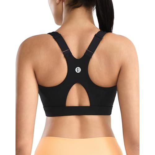 RUNNING GIRL High Impact Sports Bras for Women High Support Molded Cups, Adjustable Straps Sports Bra with Sewn in Pads Black Small