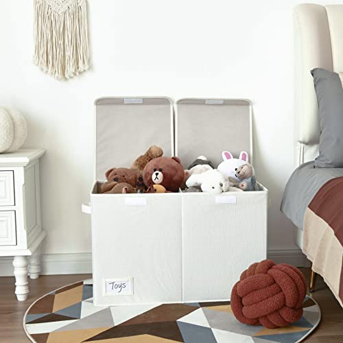 GRANNY SAYS Spielzeug Aufbewahrung, Spielzeugkiste mit Deckel, Faltbar Aufbewahrungsbox Kinder, Aufbewahrungsbox Kinderzimmer mit Griffen, Aufbewahrungsbox mit Deckel Kinder, Weiß Spielzeugkiste