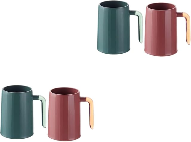 Zerodeko 4 pcs Handle Mug Toothbrush Color -ml Unbreakable Couple Home Washing for Tumbler Cups Brushes Red Simple Makeup Storage Containers Gargle Accessory With Green Bathroom