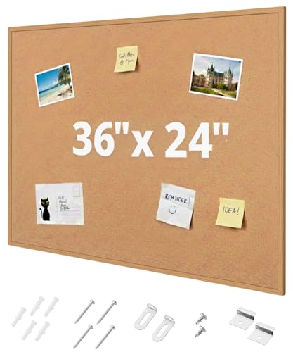 Mr. Pen- Cork Notice Board, 36 X 24 Inches, Cork Bulletin Board for Walls, Pin Boards, Framed Corkboard, Decorative Hanging Pin Boards, Perfect for Office & Home Decor