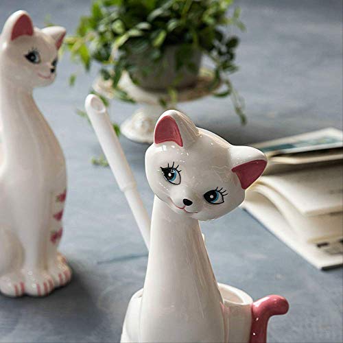 Figurine chat brosse de toilette céramique maison - 7
