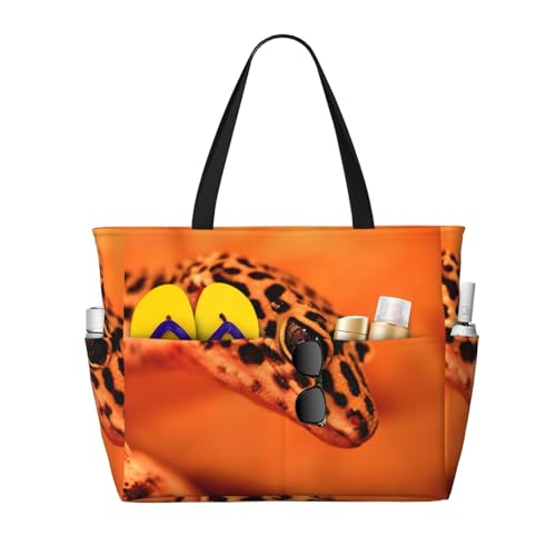 Grand sac fourre-tout imprimé léopard pour femme grand volume chic Noir