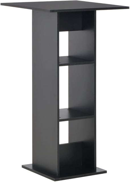 vidaXL Bar Table with Shelf Classic Modern Design Bistro Pub Bar Kitchen Coffee Dining Tall Breakfast Side End Stand Furniture Black