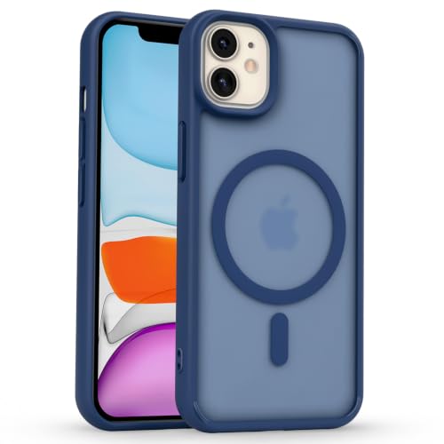 Image of Pikkme Back Cover for iPhone 11 | Mag-Safe Compatible | Smoke Frosted Transparent Matte Finish | Hard PC + Soft TPU | Shockproof | Raised Camera Protection Bumper Case (Blue Smoke Mag-Safe)
