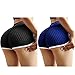 Produktbild VERMSS 2PC Kurze Leggings, Damen Honeycomb Slim Fit Hohe Taille Sportshort Lange Tik Tok Leggings mit Bauchkontrolle, Push Up Fitnesshose Gym Yogahosen Sportleggings Pants Jacquard Bubble