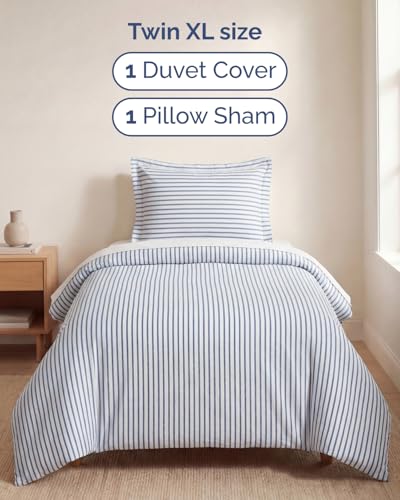 Image of Duvet Cover Queen Size Set - Extra Soft Queen Duvet Cover 90 inch x 90 inch with 2 Pillow Shams for Women, Men, Kids & Teens - Hotel Luxury w / Zipper Closures & Ties - Comfy, Cozy & Breathable (Beige Stripes)