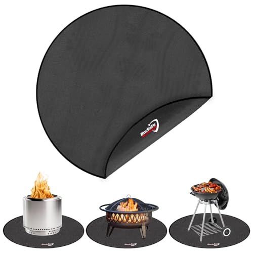 DocSafe 48' Round Fire Pit Mat, 4-Layer Fireproof Under Grill Mat Heat Insulated Indoor Fireplace...