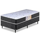 Cama Box Solteiro Conjugado Granada Umaflex Preto/Branco Flor