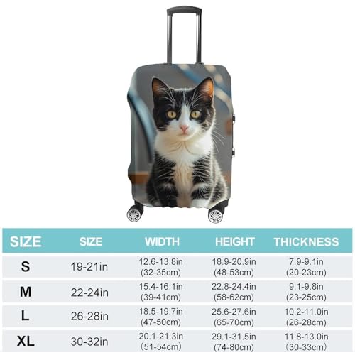 White And Black Kitten Sitting Printed Luggage Cover Protector, Fits 18-32 Inch Luggage2