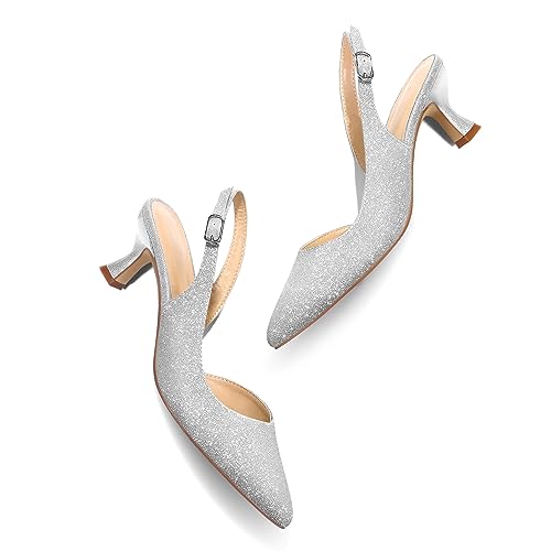 mysoft Women's Pumps Slingback Kitten Heels Pointed Toe Sexy Wedding Party Dress Pump Shoes4
