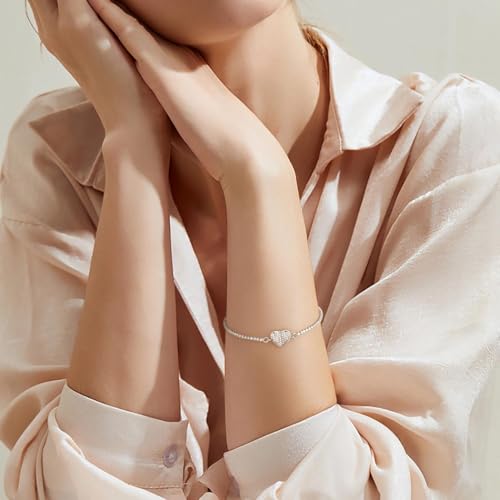 LOMISS PULSEIRA FOLHEADO A OURO 18K CORAÇÃO ZIRCÔNIA CRAVEJADA (Prata)