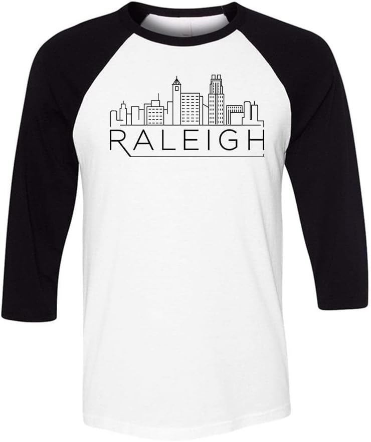 Skyline Raleigh North Carolina Three-Quarter Raglan Sleeve Baseball Shirt Unisex