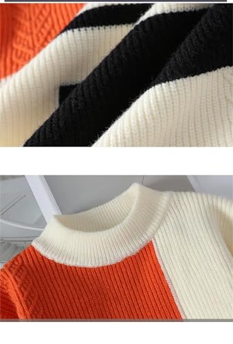 Men's Classic Striped Sweater Loose Fit Winter Warm Pullover Soft Casual Crewneck Knit Sweater3