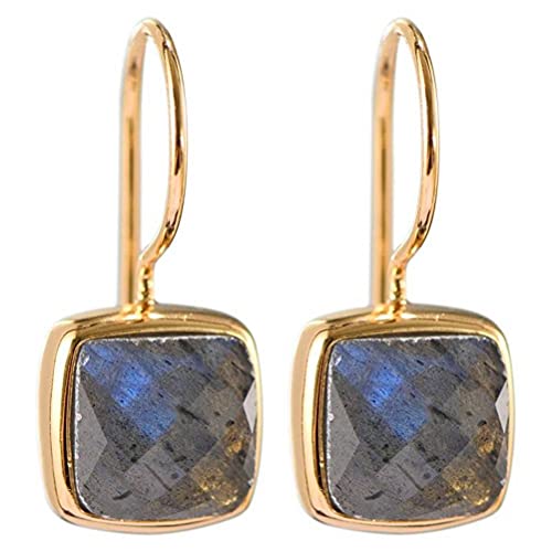 Boucles d'oreilles fille en pierre de lune carrée rose pour un cadeau