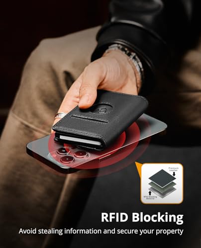 YESIIW Airtag Wallet for Men Compatible With Apple AirTag, RFID Blocking Leather Smart Wallet Air Tag Wallets, Pop Up Card Holder with Money Clip and ID Window Black3