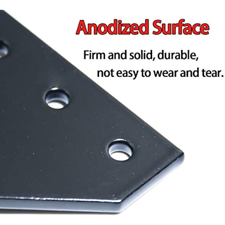 10pcs 2020 Corner Bracket Plate Anodised L Shape 5 Hole 90 Degree Outside Joining Plate for 20 x 20mm Series Aluminum Extrusion Profile Black