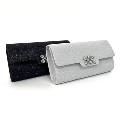 [XSDIAQG] Fabric Art Inlaid Diamond Evening Bag Women�es Dress Clutch Purses(Black)