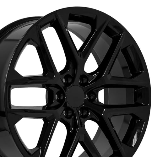 OE Wheels CV62 24 Inch Rim Fits Silverado 1500 Style 6x139.7 24x10 Gloss Black - Hollander 14078 (1)