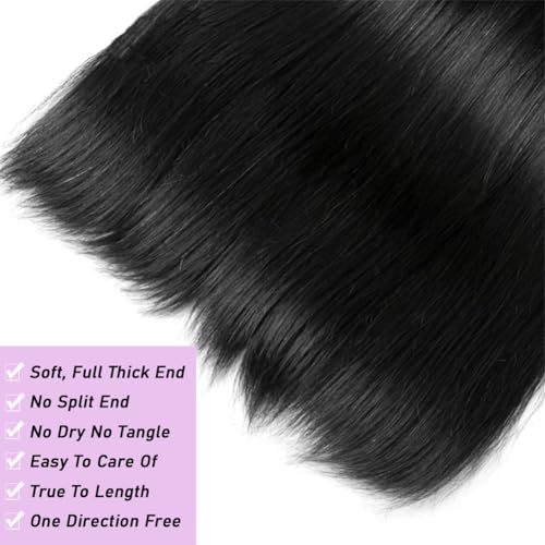 Beautymoon Sew In Long Straight 4 Bundles Human Hair 22 24 26 28 Inch 100% Unprocessed Brazilian Virgin Human Hair Bundles Straight Remy Hair Bundles Natural Black - Image 5