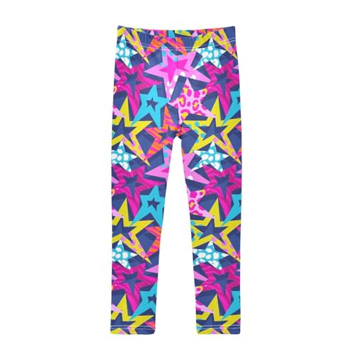 Abstract Star Girls Leggings,Workout Leggings for Girls Toddler Athletic Legging Size for 3-10T