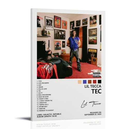 MOOWI Lil Tecca Poster Tec Album Cover Poster for Bedroom Aesthetic Canvas Art Wall Decor 12x18inch(30x45cm), Frame-style-5