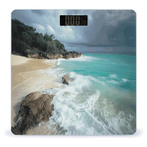 Báscula digital de baño Serene Coastal 26x26 cm vidrio templado miniatura 1