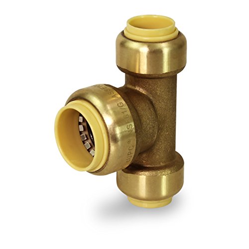 Pushlock UPET1134 Reducing Tee Pipe Fittings Push to Connect Pex Copper, CPVC, 1 Inch x 1 Inch x 3/4 Inch, Brass - Thumbnail 3